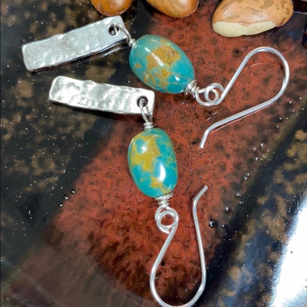 NWOT Genuine turquoise sterling ear wires - Picture 4 of 7